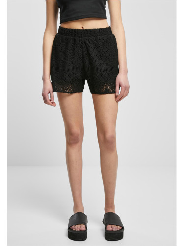 Women's Crochet Lace Resort Shorts in Black