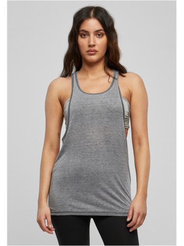 Ladies Loose Burnout Tank Dark Grey