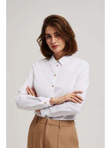 Marisse Plain Shirt With Decorative Buttons, White