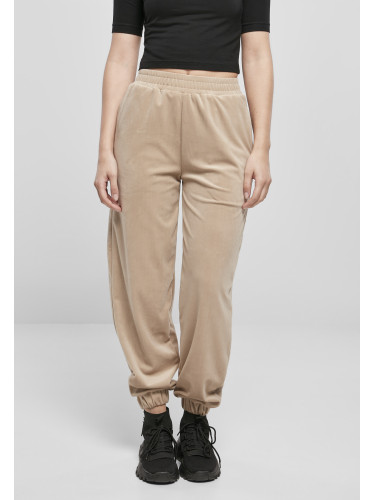 Women's high-waisted balloon velvet softtaupe trousers
