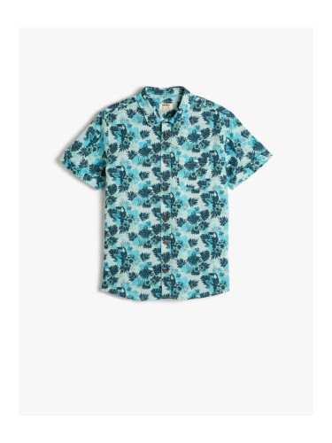 Koton Floral Patterned Short Sleeve Cotton Shirt