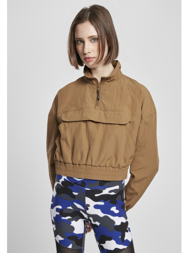 Women's Crinkle Nylon Pull Over Midground Cropped Jacket