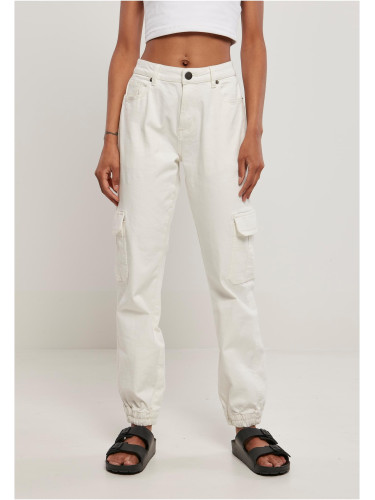 Women's Organic Stretch Denim Cargo Pants Grey White Raw