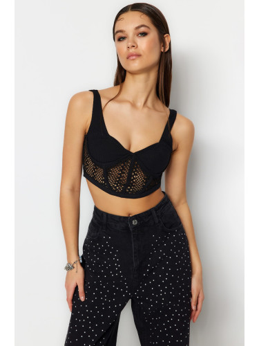 Trendyol Black Crop Knitted Bustier