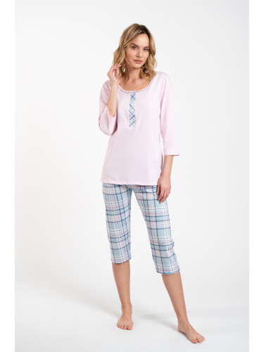 Allison women's pyjamas 3/4 sleeve, 3/4 legs - pink/print