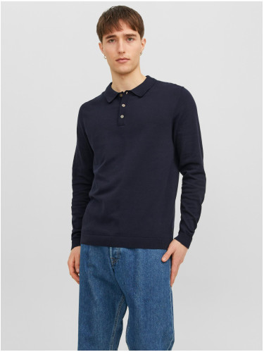 Jack & Jones Dark Blue Mens Long Sleeve Polo T-Shirt Jack & J - Men