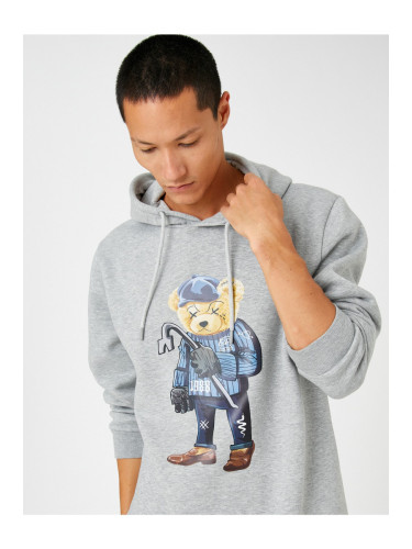 Koton Basic Hooded Sweatshirt Rayon Bear Print Long Sleeve