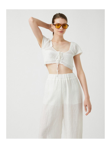 Koton Crop Athlete Knit with Lacing Detail