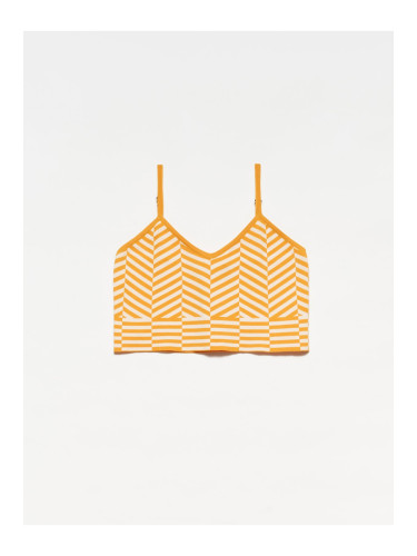 Dilvin 10184 Strappy Knitwear Athlete Crop - orange