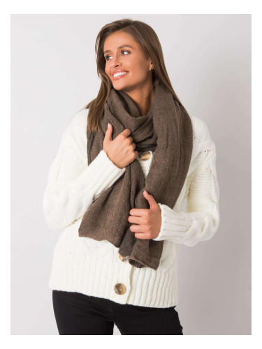 Women's knitted scarf of dark beige color