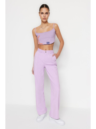 Trendyol люляк висока талия широк крак дънки панталони