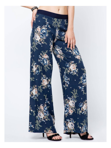 Swedish trousers decorated with a print in navy blue roses