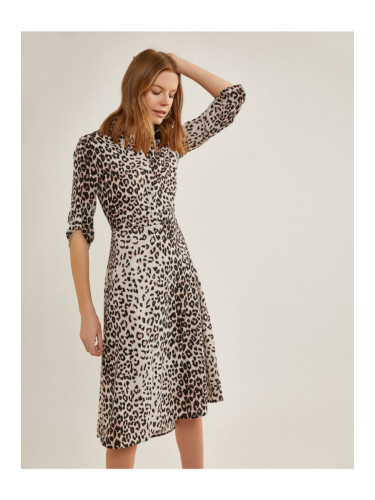 Koton жените кафяв леопард модел рокля 9YA88325PW