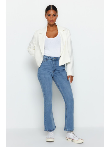Trendyol Blue висока талия Crop Flare дънки