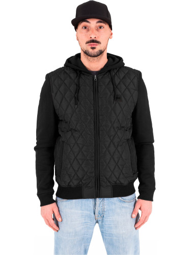 Diamond Quilt blk/blk Nylon Hooded Jacket