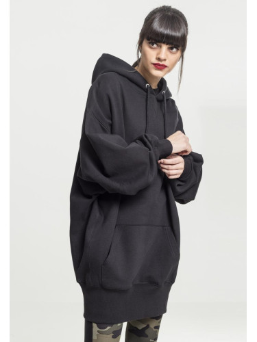 Women's long oversize hooded jacket black