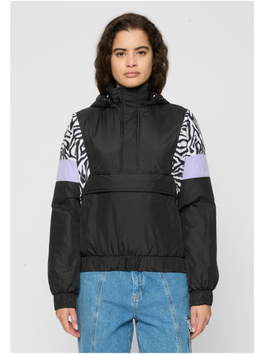 Women's AOP Mixed Pull Over Jacket Black/Zebra