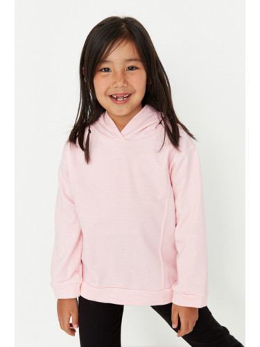 Trendyol Pink Basic Girls' Knitted Thick Sweatshirt with Fleece Fleece