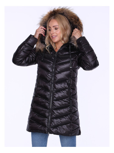PERSO Woman's Women's winter jacket with natural fur on the hood,casual style