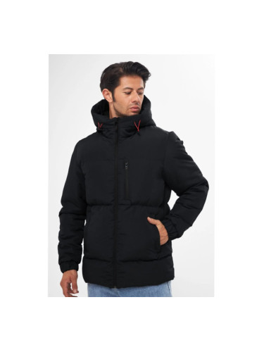 D1fference мъжки черен дебел вътрешен облицована с качулка вода и ветроупорен надуваеми зимно палто.