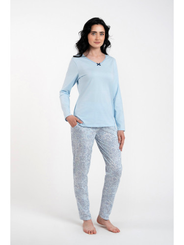 Salli women's pyjamas, long sleeves, long pants - blue/duk blue