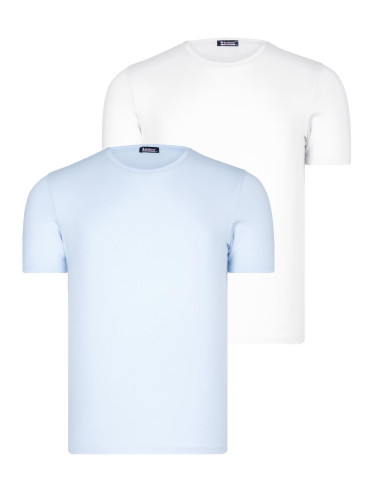 DUAL SET T8569 DEWBERRY BIKE COLLAR MENS T-SHIRT-BLUE-WHITE