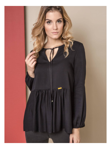 Blouse ONE with wide frill black