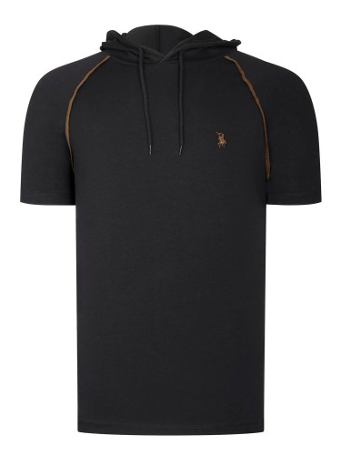 T8570 DEWBERRY HOODED MEN'S T-SHIRT-PLAIN BLACK