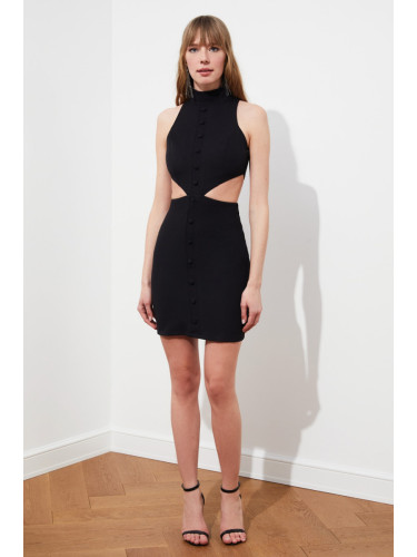 Trendyol черна талия детайлна рокля