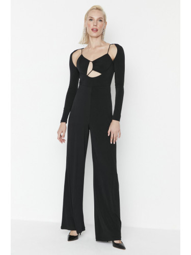 Trendyol Black Asymmetrical Collar Detailed Jumpsuit
