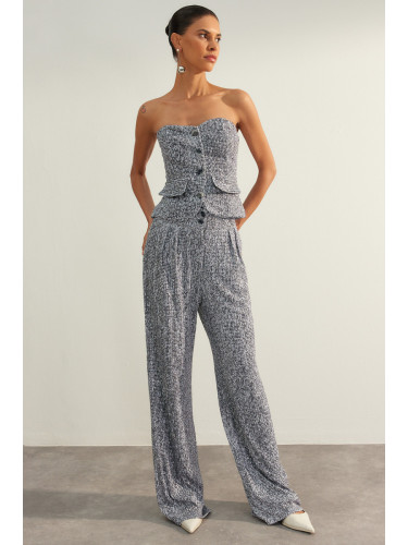 Модерен многоцветен панталон с пайети