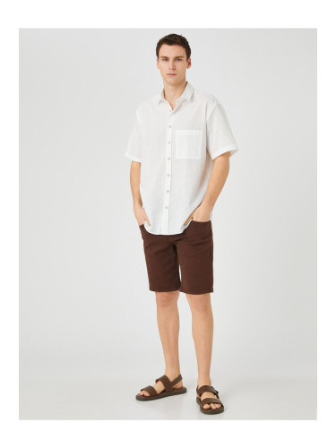 Koton Summer Shirt Short Sleeve Classic Collar Pocket Detailed