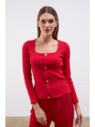 Блуза с камизола Gusto Square Collar - червена