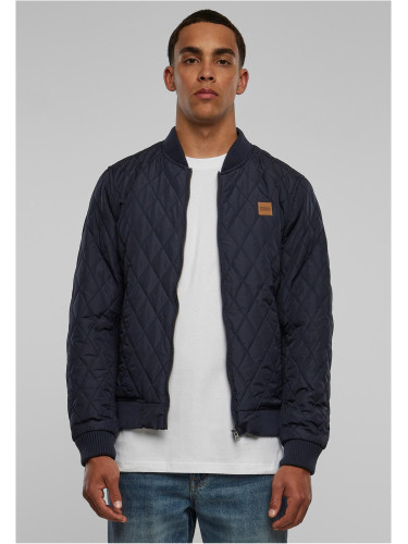 Diamond Quilt Nylon Jacket Navy