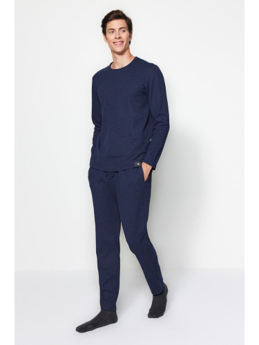 Trendyol Indigo Regular Fit Waffle Knitted Pajama Set