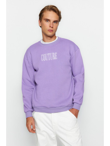 Trendyol Lilac Regular/Normal Cut Fleece/Warm Embroidered Sweatshirt