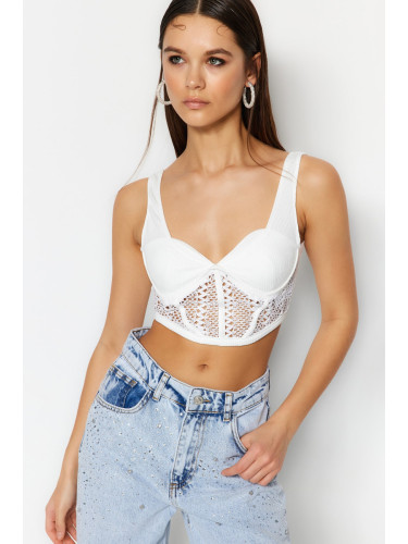 Trendyol Ecru Crop Knitted Bustier