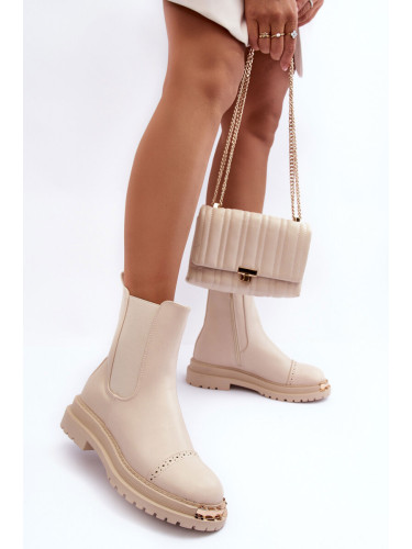 Boto Дамски кожени ботуши бежови Nialee