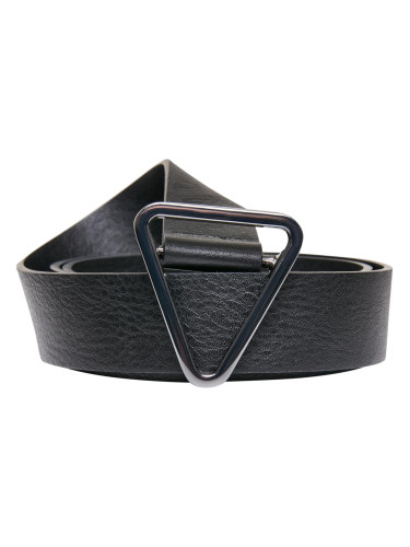 Triangular buckle belt made of synthetic leather, black