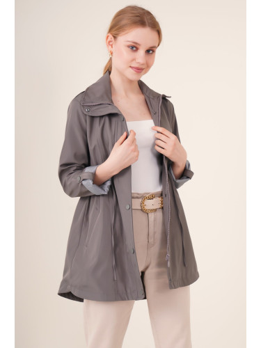 Bigdart 10322 Gathered Waist Trench Coat - Gray