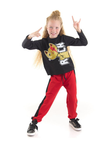mshb&g Rock Cat Girl Child Trousers T-shirt Suit