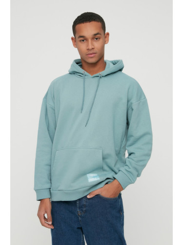 Trendyol Mint Oversize/Wide Cut Hooded Fleece Inside/Warm Sweatshirt