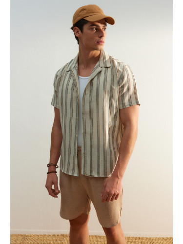 Trendyol Green Premium Regular Fit Striped Shirt