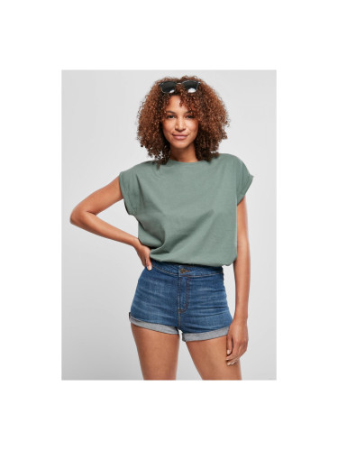 Women's T-shirt with extended shoulder in light leaf color