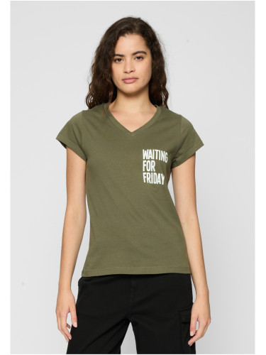 Дамска тениска Waiting For Friday в маслиненозелен цвят
