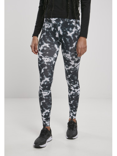 Women's leggings with tie, black/white