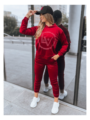 Welurowy komplet damski VIP PRIVATE bordowy Dstreet