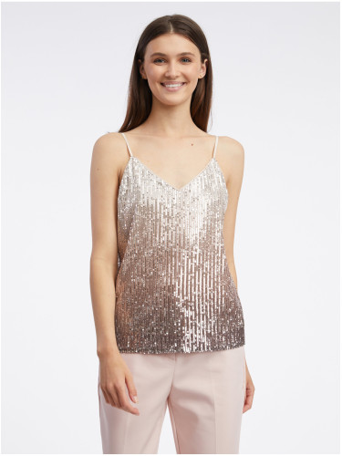 Orsay Beige Women Sequined Top - Women