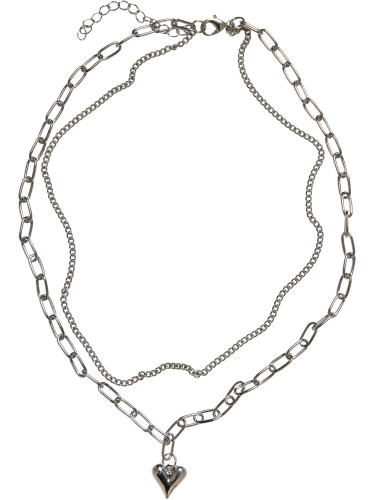 Heart Icon Layering Necklace - Silver Color