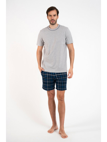 Men's pyjamas Ruben, short sleeves, shorts - melange/print